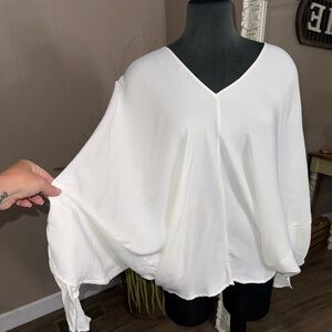Lola & Sophie • V Neck Batwing Tie Sleeve Blouse
